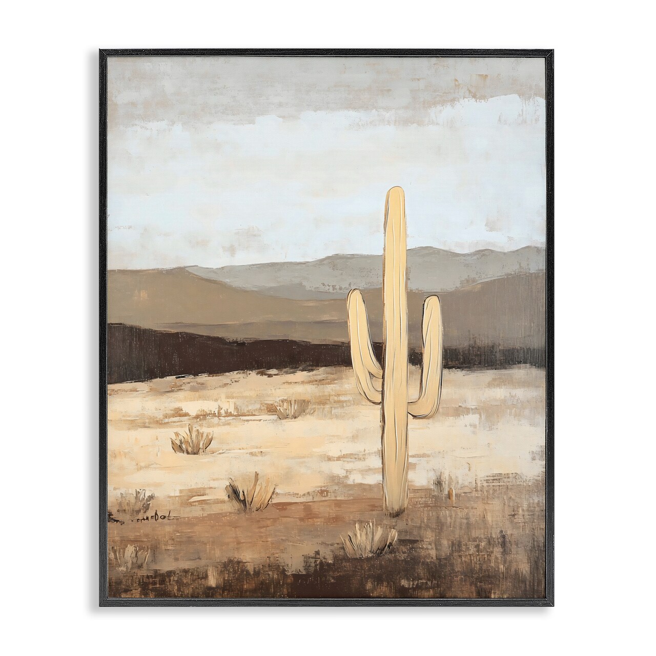 Stupell Industries Neutral Western Scene with Cactus Framed Giclee, design by Franklyn Gregory